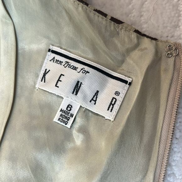 Kenar Feminine Floral Sheath Dress Brown Cream Sleeveless Lined Sz 6 - Picture 8 of 9
